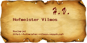 Hofmeister Vilmos névjegykártya